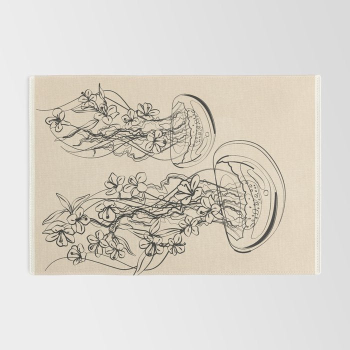 Minimal Floral Jellyfishes 1 Rug Gallery Image 2
