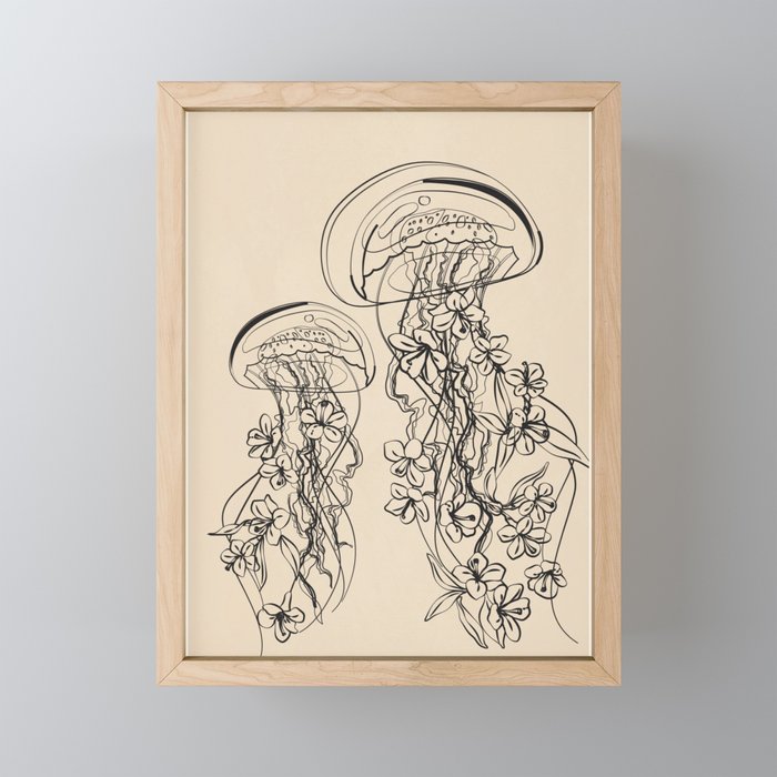 Minimal Floral Jellyfishes 1 Mini Art Print Gallery Image 1