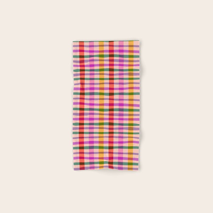 Wobbly Colorful Gingham Pattern Bath Towel Gallery Image 1