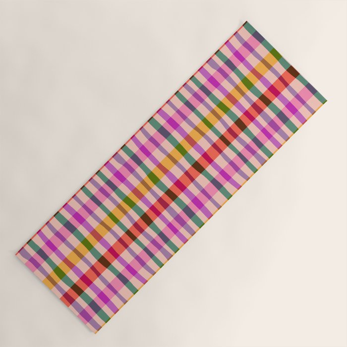 Wobbly Colorful Gingham Pattern Yoga Mat Gallery Image 1