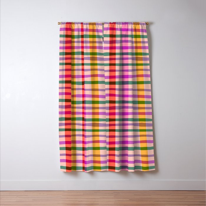 Wobbly Colorful Gingham Pattern Window Curtain Gallery Image 3
