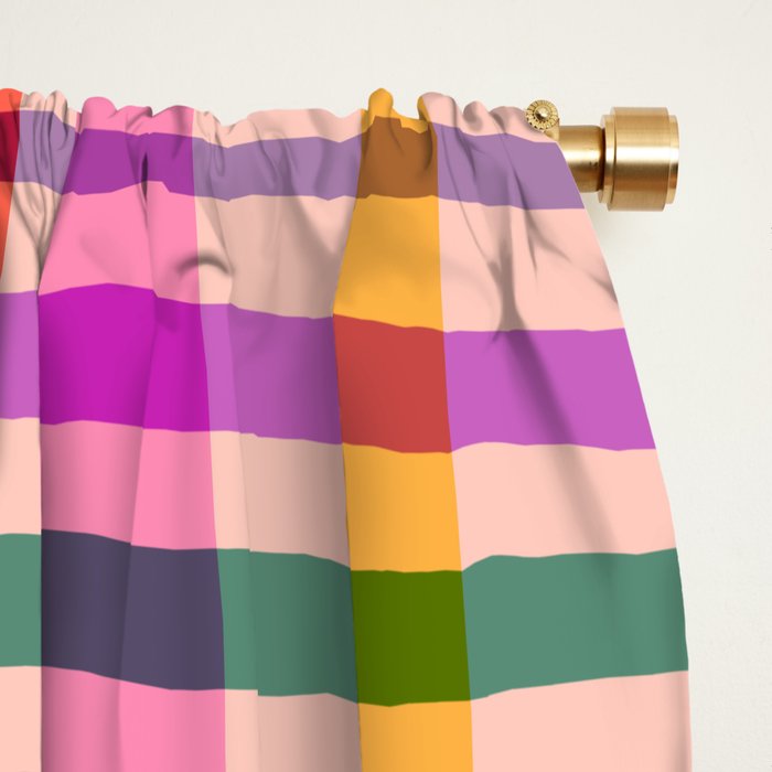 Wobbly Colorful Gingham Pattern Window Curtain Gallery Image 2