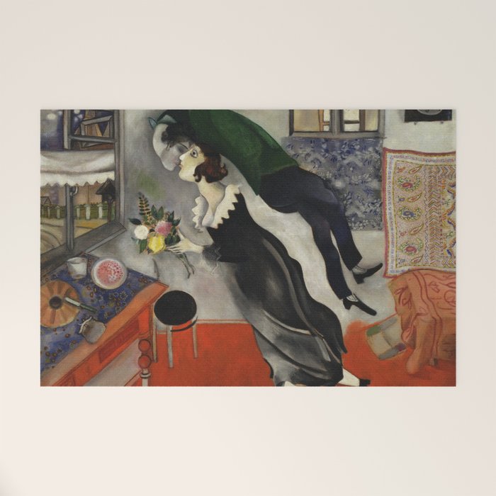 Marc Chagall, The Birthday 1915 Artwork, Posters Tshirts Prints Bags Men Women Kids Welcome Mat Gallery Image 1