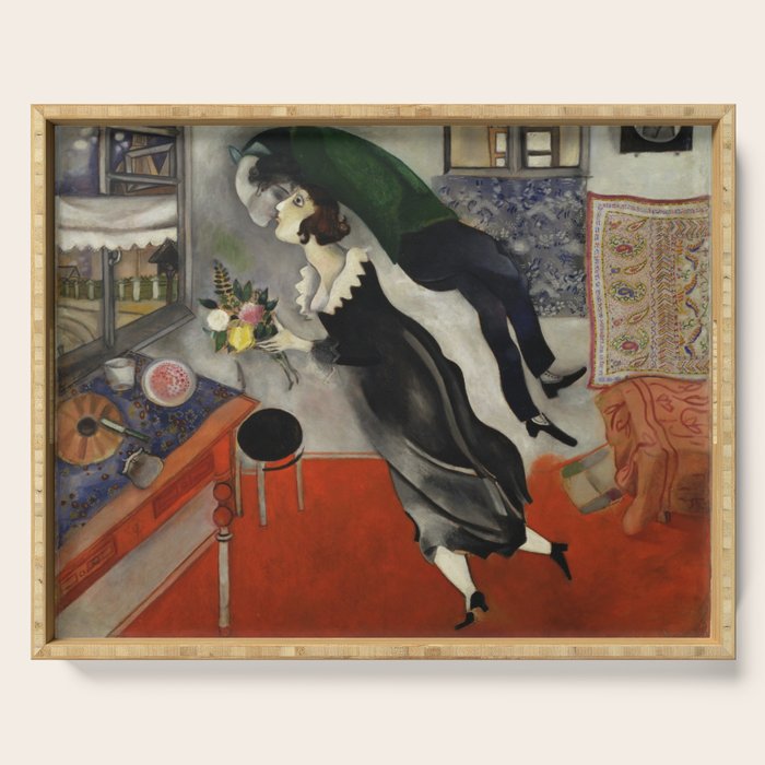 Marc Chagall, The Birthday 1915 Artwork, Posters Tshirts Prints Bags Men Women Kids Serving Tray Gallery Image 1