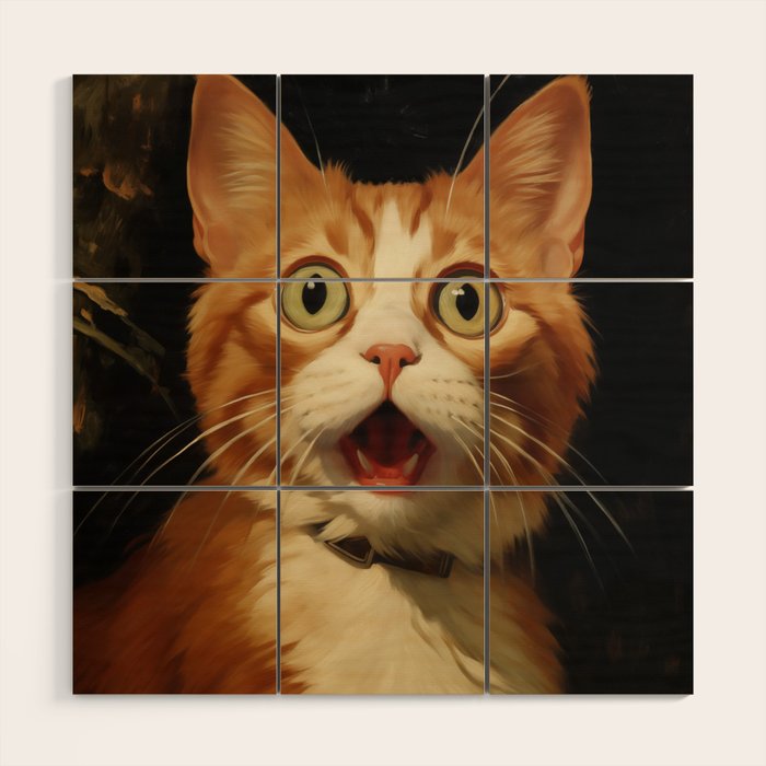 Shocked Cat IV Wood Wall Art Gallery Image 1