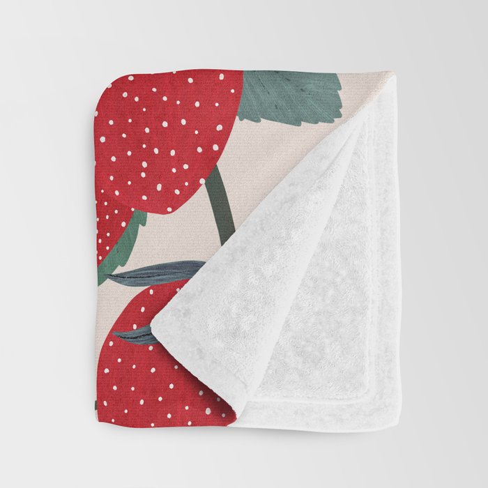 Strawberries and leaves Throw Blanket Gallery Image 3