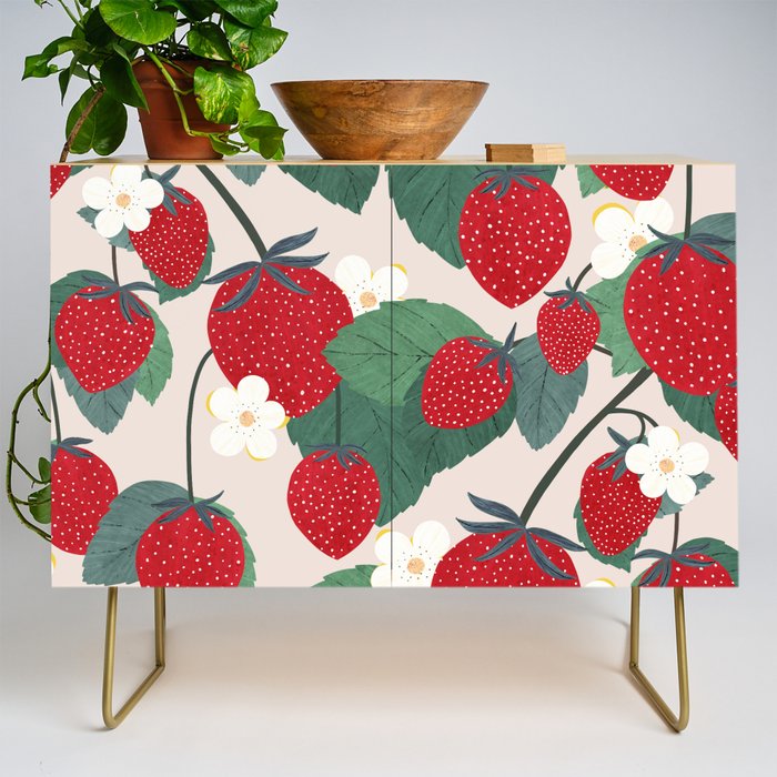 Strawberries and leaves Credenza Gallery Image 1