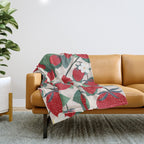 Strawberries and leaves Throw Blanket Gallery Image 1