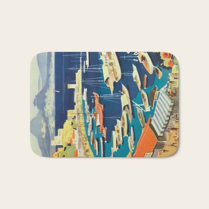 Greece Mid Century Travel Poster Bath Mat Gallery Image 1