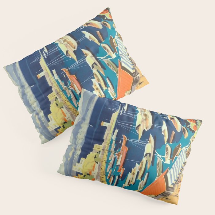 Greece Mid Century Travel Poster Pillow Sham Gallery Image 1