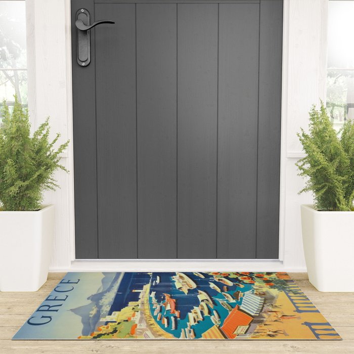 Greece Mid Century Travel Poster Welcome Mat Gallery Image 3