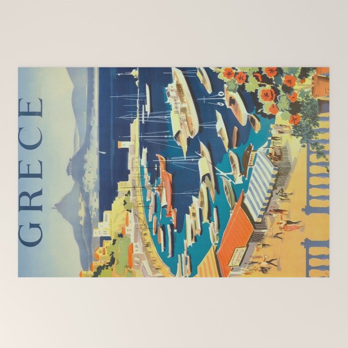 Greece Mid Century Travel Poster Welcome Mat Gallery Image 2
