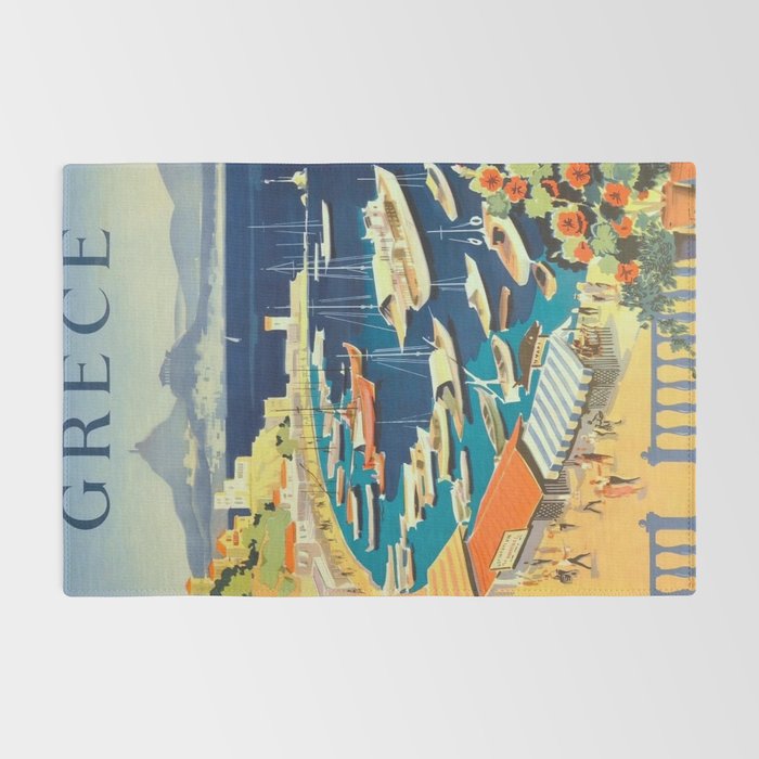 Greece Mid Century Travel Poster Rug Gallery Image 2