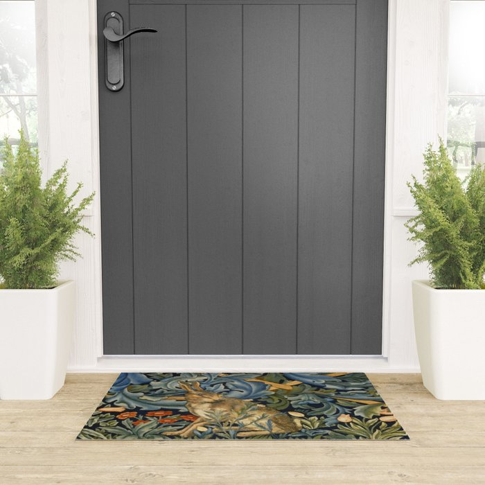 William Morris Forest Rabbit , Morris Floral Welcome Mat Gallery Image 3