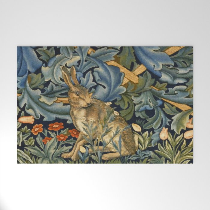 William Morris Forest Rabbit , Morris Floral Welcome Mat Gallery Image 1