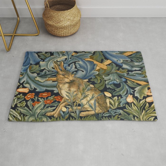 William Morris Forest Rabbit , Morris Floral Rug Gallery Image 1