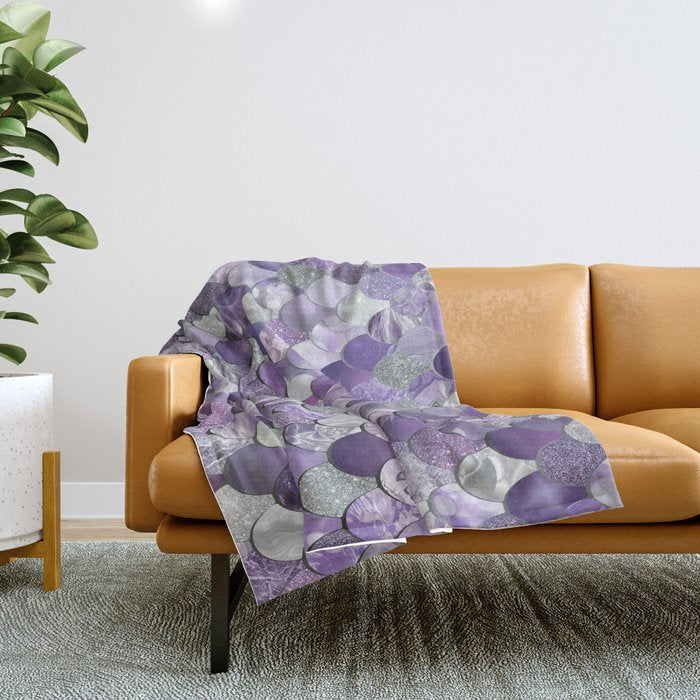Mermaid Purple and Silver Throw Blanket Gallery Image 1