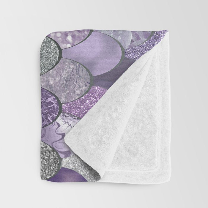 Mermaid Purple and Silver Throw Blanket Gallery Image 3