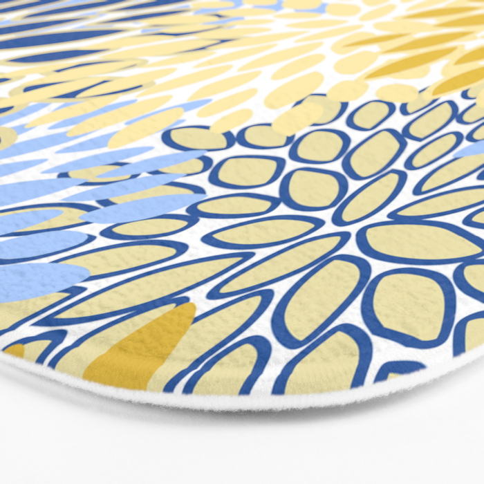 Modern, Floral Prints, Summer, Yellow and Blue Bath Mat Gallery Image 3