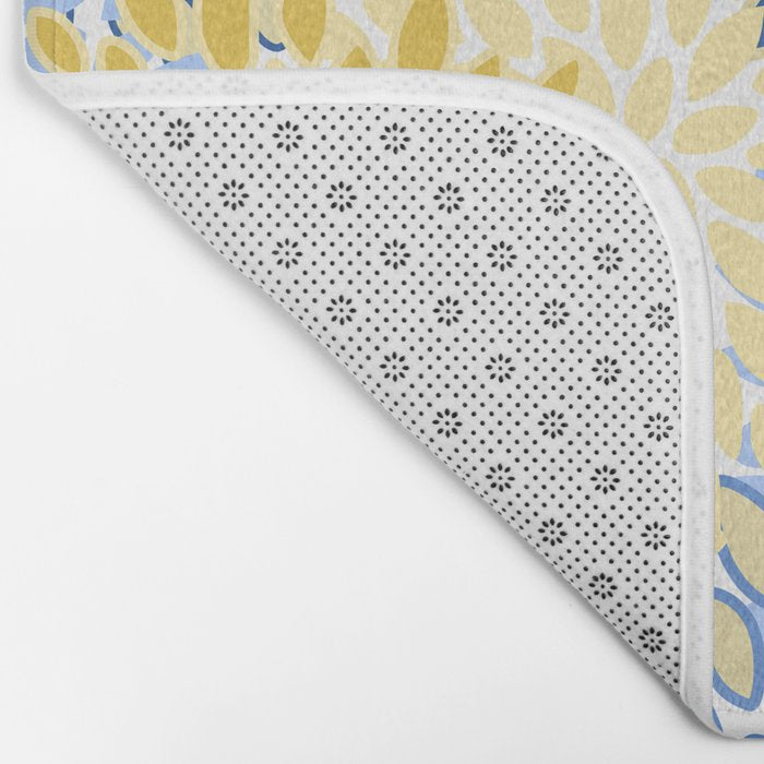 Modern, Floral Prints, Summer, Yellow and Blue Bath Mat Gallery Image 2