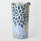 Modern, Floral Prints, Summer, Yellow and Blue Travel Mug Gallery Image 2
