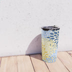 Modern, Floral Prints, Summer, Yellow and Blue Travel Mug Gallery Image 4