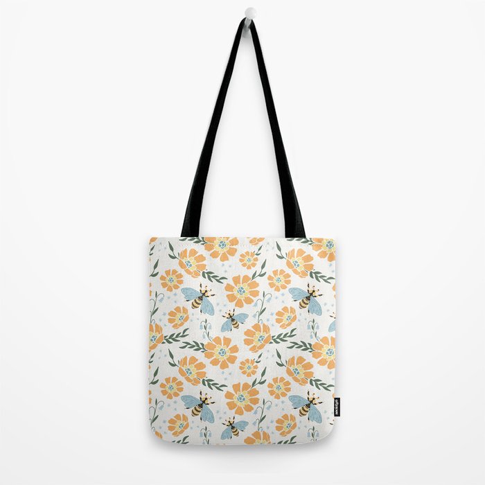 Honey Bees and Orange Flowers Tote Bag Gallery Image 2