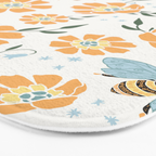 Honey Bees and Orange Flowers Bath Mat Gallery Image 3