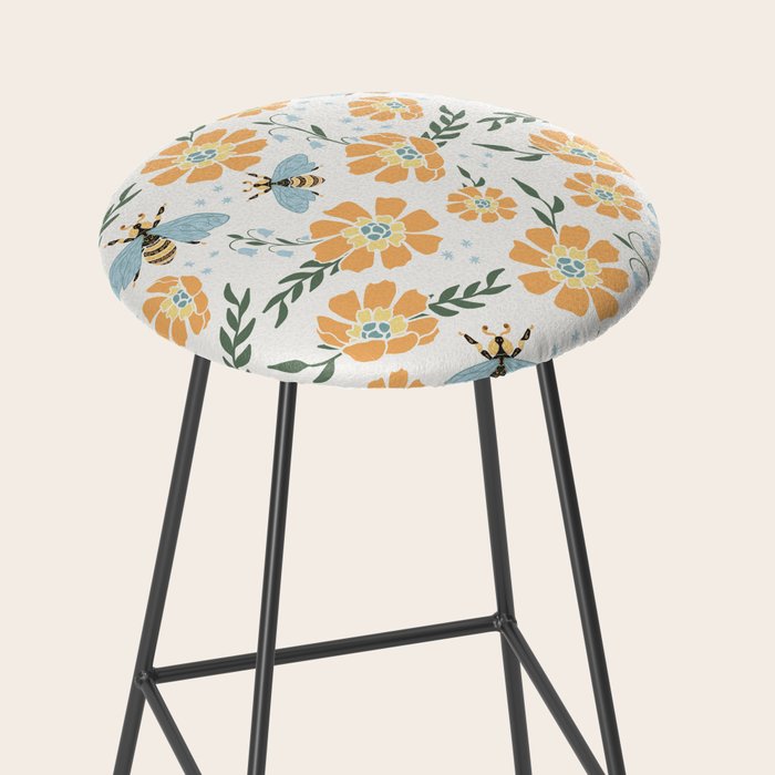 Honey Bees and Orange Flowers Stool Gallery Image 2