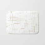 Mid-Century Modern Kinetikos Abstract Pattern in Mushroom Beige and White Bath Mat Gallery Image 1