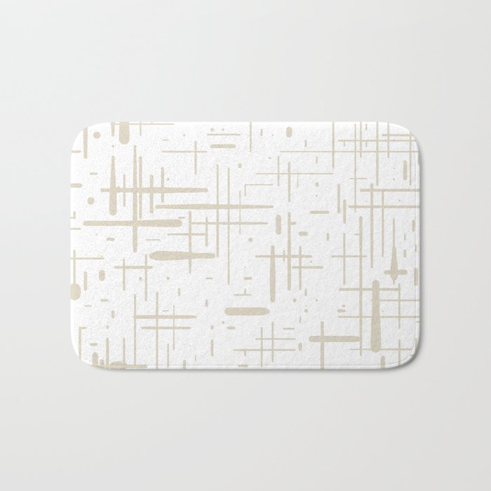 Mid-Century Modern Kinetikos Abstract Pattern in Mushroom Beige and White Bath Mat Gallery Image 1