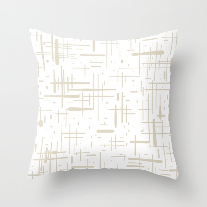 Mid-Century Modern Kinetikos Abstract Pattern in Mushroom Beige and White Throw Pillow Gallery Image 6