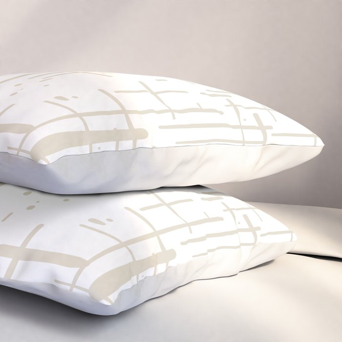 Mid-Century Modern Kinetikos Abstract Pattern in Mushroom Beige and White Pillow Sham Gallery Image 3