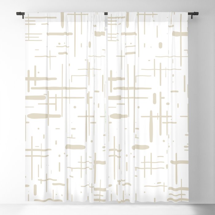 Mid-Century Modern Kinetikos Abstract Pattern in Mushroom Beige and White Window Curtain Gallery Image 5