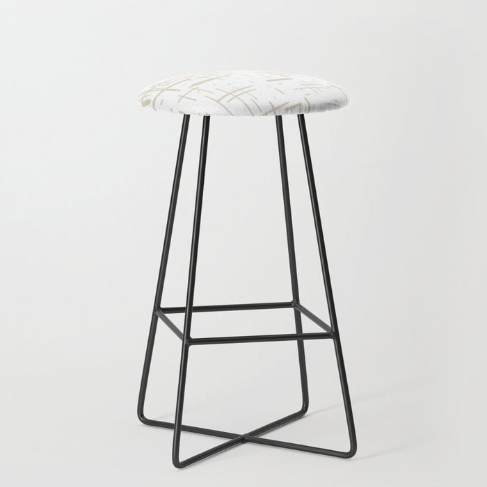 Mid-Century Modern Kinetikos Abstract Pattern in Mushroom Beige and White Stool Gallery Image 1