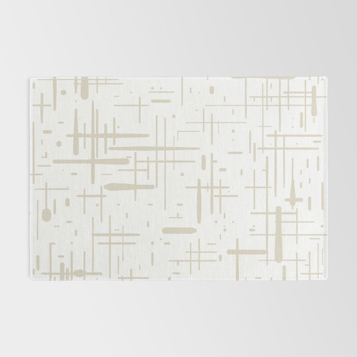 Mid-Century Modern Kinetikos Abstract Pattern in Mushroom Beige and White Rug Gallery Image 2