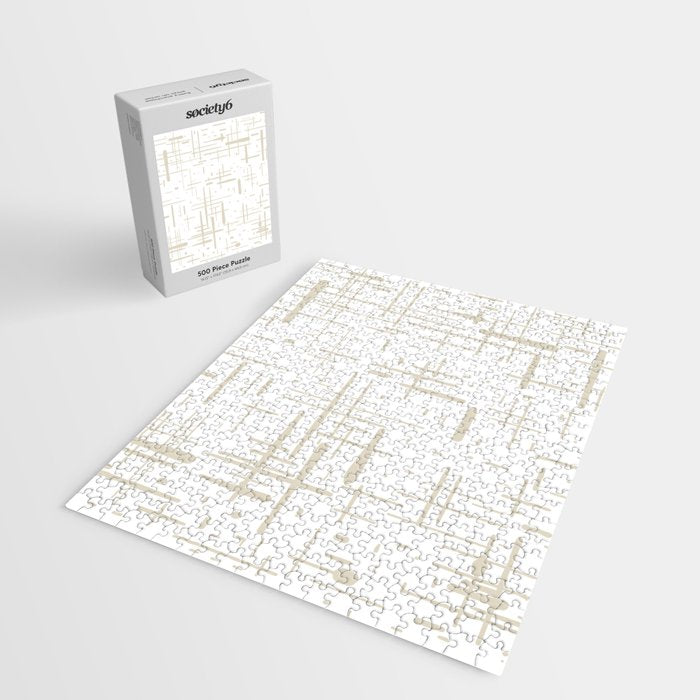 Mid-Century Modern Kinetikos Abstract Pattern in Mushroom Beige and White Jigsaw Puzzle Gallery Image 2