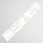 Mid-Century Modern Kinetikos Abstract Pattern in Mushroom Beige and White Table Runner Gallery Image 3
