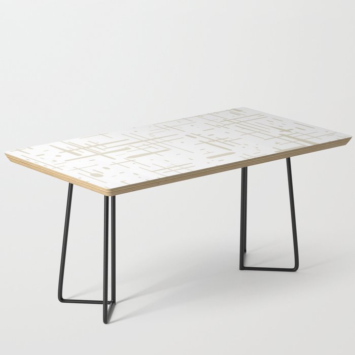 Mid-Century Modern Kinetikos Abstract Pattern in Mushroom Beige and White Coffee Table Gallery Image 1
