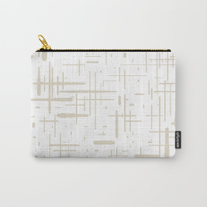 Mid-Century Modern Kinetikos Abstract Pattern in Mushroom Beige and White Carry All Pouch Gallery Image 1