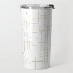 Mid-Century Modern Kinetikos Abstract Pattern in Mushroom Beige and White Travel Mug Gallery Image 2