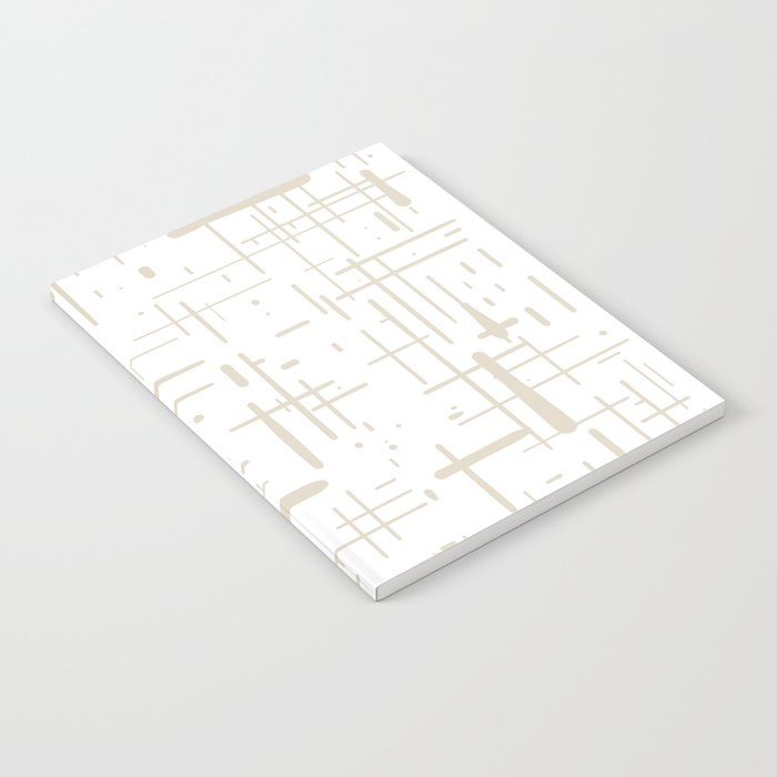 Mid-Century Modern Kinetikos Abstract Pattern in Mushroom Beige and White Notebook Gallery Image 1