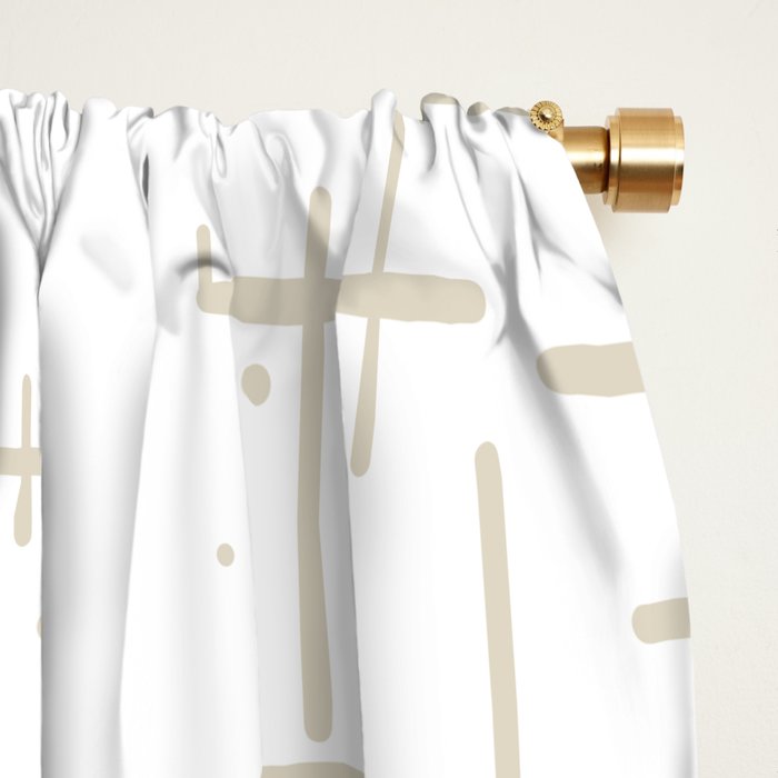 Mid-Century Modern Kinetikos Abstract Pattern in Mushroom Beige and White Window Curtain Gallery Image 2