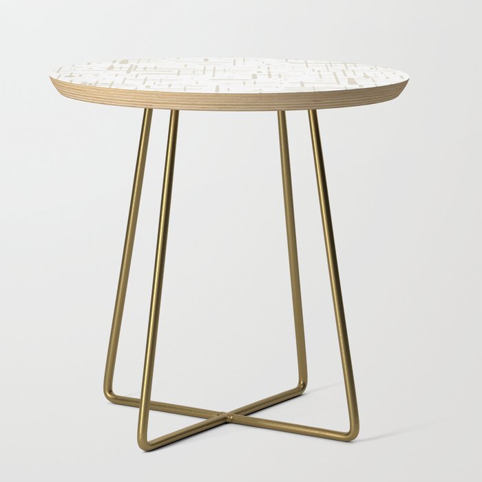 Mid-Century Modern Kinetikos Abstract Pattern in Mushroom Beige and White Side Table Gallery Image 1