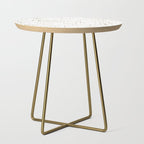 Mid-Century Modern Kinetikos Abstract Pattern in Mushroom Beige and White Side Table Gallery Image 1