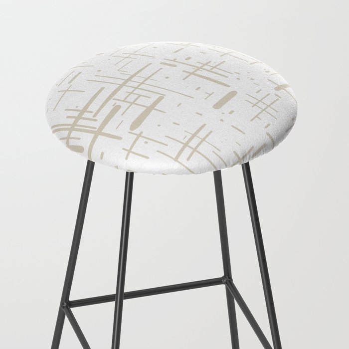 Mid-Century Modern Kinetikos Abstract Pattern in Mushroom Beige and White Stool Gallery Image 2