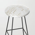 Mid-Century Modern Kinetikos Abstract Pattern in Mushroom Beige and White Stool Gallery Image 2