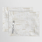 Mid-Century Modern Kinetikos Abstract Pattern in Mushroom Beige and White Placemat Gallery Image 1
