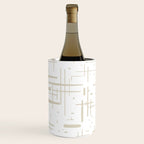 Mid-Century Modern Kinetikos Abstract Pattern in Mushroom Beige and White Wine Chiller Gallery Image 1