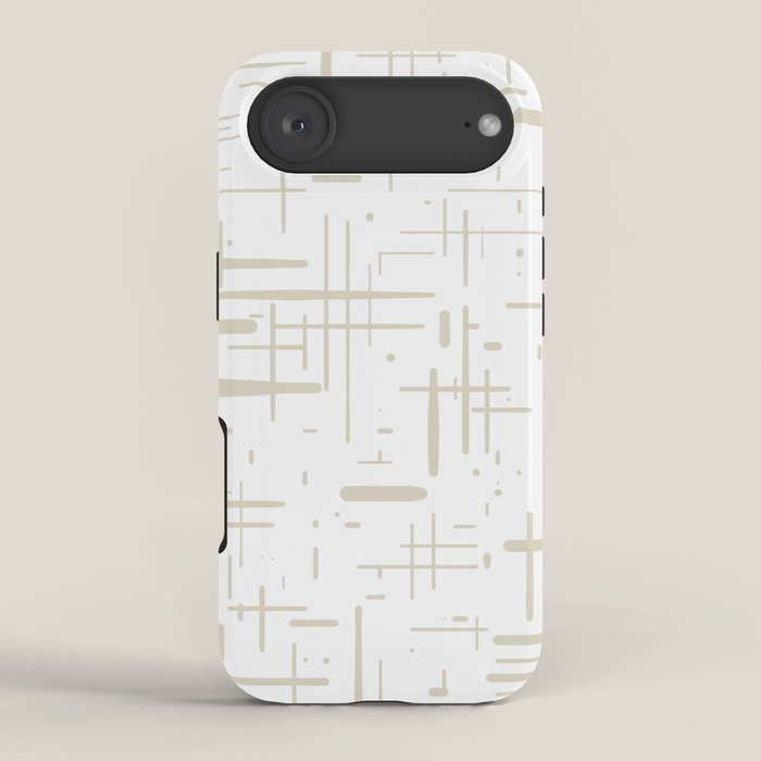 Mid-Century Modern Kinetikos Abstract Pattern in Mushroom Beige and White iPhone Case Gallery Image 2